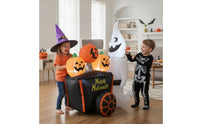 Inflatable Specter with Pumpkin Cart Water Resistant Inflatable Halloween Decoration LED Inflate Yard Decoration for Lawn
