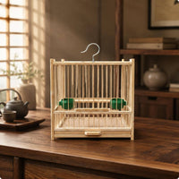 Square Bird Enclosure Handmade Wooden Bird Enclosure Includes Cups and Perches