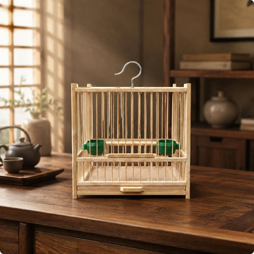 Square Bird Enclosure Handmade Wooden Bird Enclosure Includes Cups and Perches