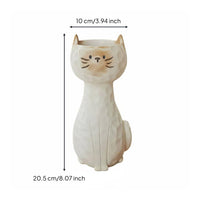 Feline-Shaped Flower Vase Cream Finish Feline Shaped Vase Artistic for Entryway