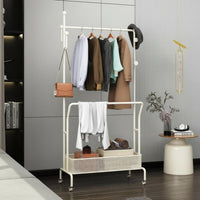 Rolling Coat Rack with Shelves unrestrictedstanding Clothes Stand Space-Saving for Hotel