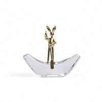 Rabbit Statue with Crystal Base Modern Rabbit Figurine Minimalist for Art Lovers
