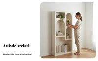 French Cream design Arched Cubby Shelf Minimalist Design Display Cabinet Decorative shelf unit Multi-Functional for Interior Decorators, Apartment Dwellers, Entryway, Living Room, Home Office, Bedroom