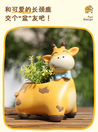 Cartoon Cute Deer Resin Succulent Flower Pot for Balcony Garden Office Desk