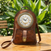 Clock Backpack Adjustable Backpack with Clock Face Structured Purse for Women, Teens