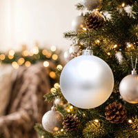 Matte Ball Ornament with Metal Cap Spherical Ornaments with Hanging Loop Decorative Christmas Tree Ornament Reusable for Homeowners, Decorators, Holiday Displays, Shop Displays