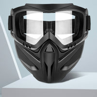 Adjustable Riding Goggles with Face Mask Non-Slip Motorcycle Goggles with Mask Breathable Detachable Face Guard Anti Scratch for Riders, Outdoor Workers