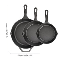 3 Pieces Enameled Cast Iron Skillet Set Heat Retention