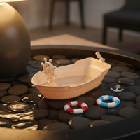 Nautical Miniature Boat with Oars Seaside Plastic Boat Model Beach-Style Decor Small for Aquariums