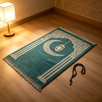 Prayer Rug with Beads Tassels Prayer Rug Set Soft Chenille for Muslims
