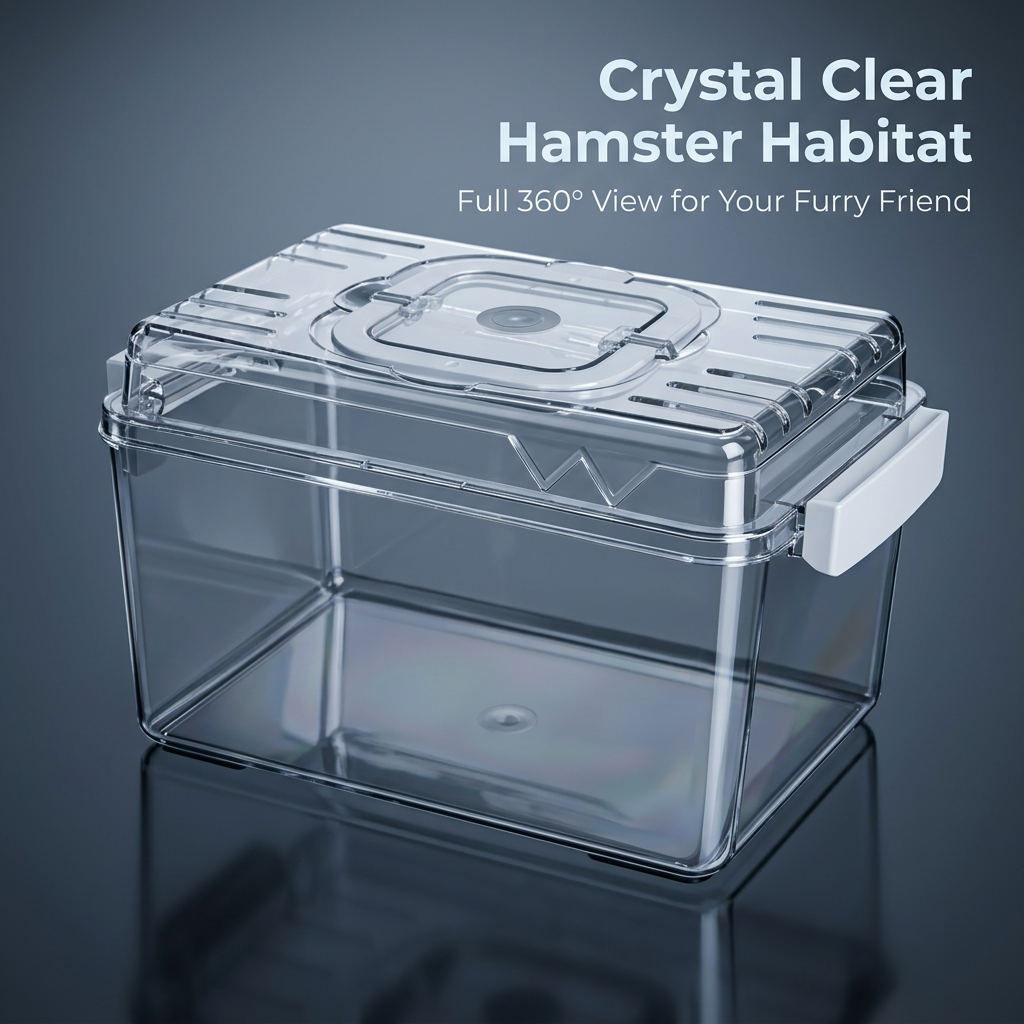 Clear Acrylic Hamster Cage, Large Hamster Cage with Accessories, Transparent Small Animal Habitat, Portable Hamster Travel Cage with Handle