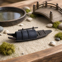 Miniature Chinese-Style Boat and Raft Ornaments for Micro Landscape Decor