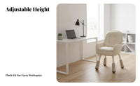 Armless wheeled Chair Comfortable Vanity Stool Space Saving for Bedroom, Students