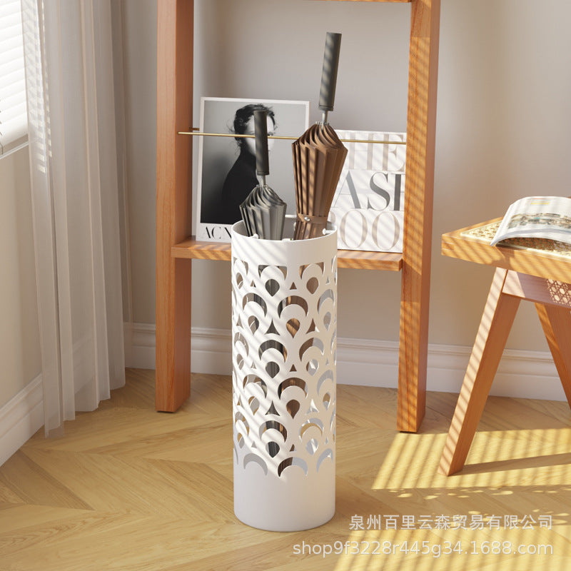 Iron Umbrella Stand with Hollow Design for Home Entryway
