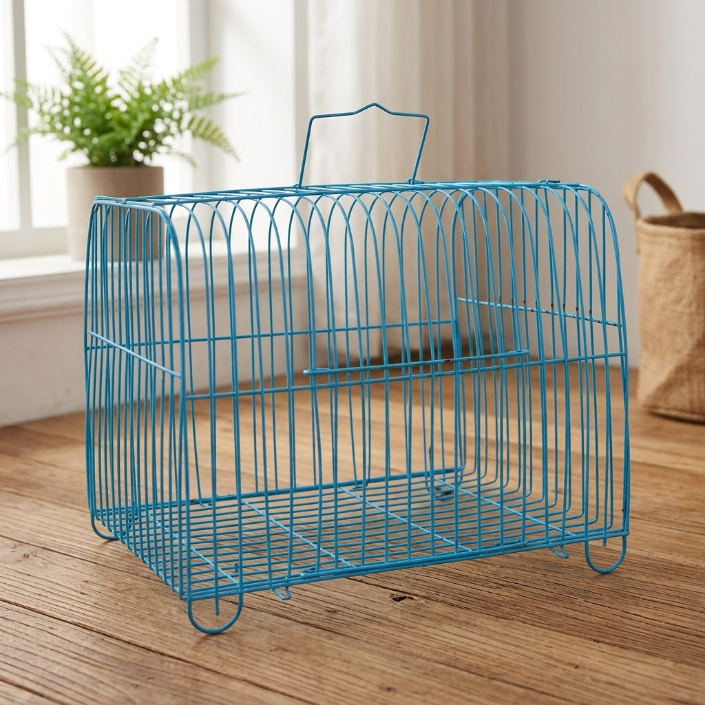 Wire Cage Bird Cage and Small Pet Carrier Travel Cage, Metal Wire Portable Travel Carrier with Top Cover, Easy Clean Indoor Outdoor Cage Small