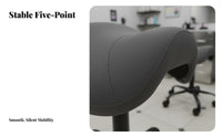 PU Leather Upholstery Swivel Saddle Stool with Wheels Easy to Clean Saddle Stool with Wheels Thick Padded Seat Professional Seating High-Density Foam for Pet Groomers, Massage Therapists, Salon, Studio, Medical Office, Office