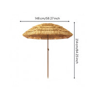 Straw-Look Sunshade Weighted Base Outdoor Shade Straight Pole