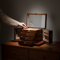 Wooden Jewelry Box Vintage Design Accessory Case Lock and Key