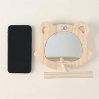 Mirror Perch Stand with Wooden Bird Stand Dowel, Interactive Bird Mirror Toy for Budgie Cockatiel Toys, Wood Material Cage Mirror Perch Wooden