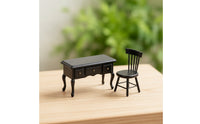 1/12 Dollhouse Desk and Chair Set 1:12 Scale Dollhouse Desk with Chair Three-Drawer for Collectors