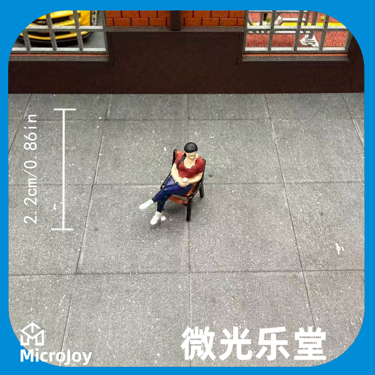 1/64微缩仿真人偶模型树脂涂装成品小人坐姿拿饮料女玩具摆件