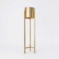 Plant Stand with Pot for Plant Stands Indoor, Metal Craft Living Room Decor, Tall Plant Pot Stand with Round Base, Nordic Style Metal Design
