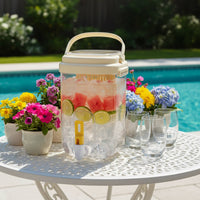 Beverage Dispenser with Spigot Fridge Compatible Refrigerator Cold Water Jug Large Capacity Party Drink Container Easy to Clean