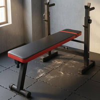 Folding Weight Bench Space-Saving Barbell Rack Bench Red Trim