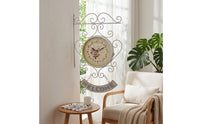 Wall Clock with Wall Bracket Farmhouse Clock with Welcome Simple to Mount to Hang for Decorators, Living Room, Porch