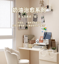 人体工学椅电脑椅子化妆椅书桌椅靠背凳女生卧室奶油风办公椅书房 【奶油白】电脑椅/梳妆凳 FW058-i 白色尼龙脚