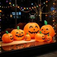 Yard Inflatable Cat on Pumpkin Outdoor Inflatable Pumpkin with Cat Holiday Lighted