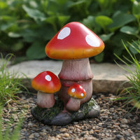 Toadstool Cluster Sculpture Whimsical Design Red Toadstool Garden Statue