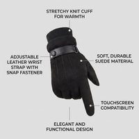 Mens Thermal Gloves for Cold Weather, Fleece Lined Winter Gloves, Touch Screen Warm Gloves, Outdoor Running Ski Gloves, Commuting Gloves