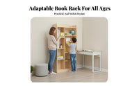 Large Capacity Multi-Tier Display Rack Minimalist Design 6-Tier Exposed Bookcase Multifunctional Use Storage Furniture Sturdy Construction for Students, Homeowners, Apartment Dwellers, Study Room, Bedroom, Hallway, Entryway