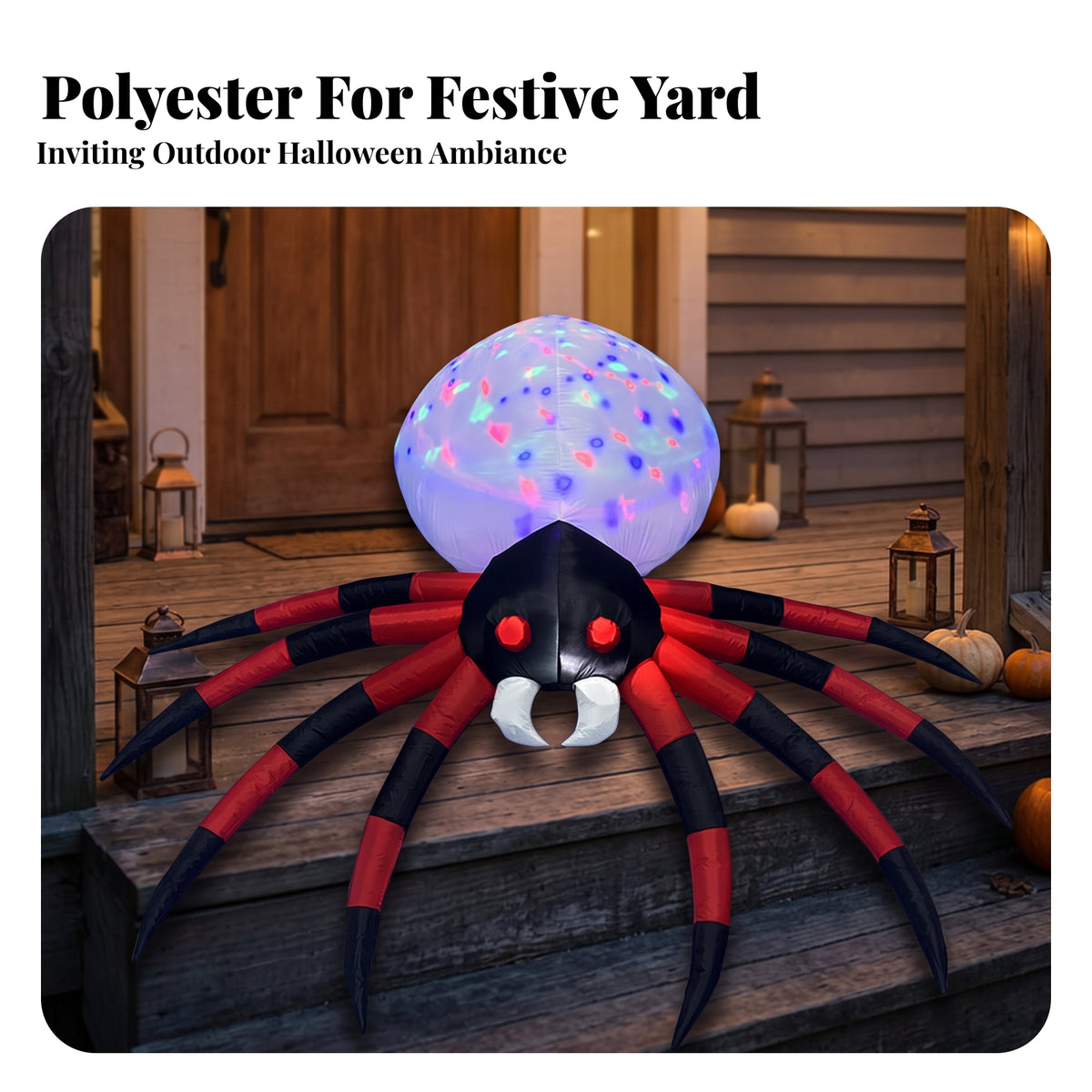 Lighted Halloween Arachnid Decoration | Oversized 2.4m Design, bright Red and Black Legs, Inflatable arachnid, for Lawn