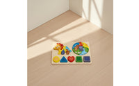 Wooden Puzzle Early Learning Shape Matching Board Wooden Toy with Geometric Pieces Educational Fine Motor Skills for Toddlers