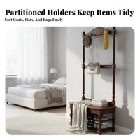 Coat Rack with Shoe Bench triple-function Design Hall Tree Space-Saving for Living Room
