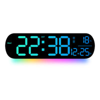 Creative RGB Color-Changing Wall Clock with LED Display, Digital Electronic Clock for Living Room, Model 6651R