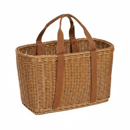 Market Basket Reusable Woven Basket Sturdy Handle for Bathroom