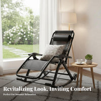 Folding Rocking Chair Adjustable Backrest Folding Rocking Lounger for Tailgaters