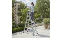Folding Aluminum Ladder with Safety Lock Stable A-Shaped Ladder Heavy Duty Versatile for Homeowners, Handymen, Painters, Home Repairs, Construction Sites, Garage