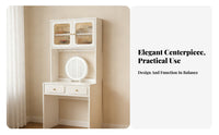 Makeup Cabinet with Lighted Mirror Modern Minimalist Design Vanity Set Integrated Chest of Drawers Includes Matching Stool