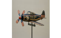 Kinetic Airplane Wind Twirler Rotating Wind Twirler with Propeller Whimsical Airplane Sculpture with Stake Commemorative for Patio