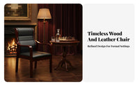 Upholstered Wooden Armchair Sturdy Wood Frame Upholstered Lobby Chair Padded Seat and Rear Professional Appearance