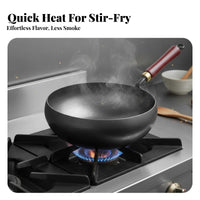 Hand Hammered Wok Uncoated Traditional Chinese Wok Stir-Fry Pan Heat-Resistant Handle Cookware Professional Grade for Chefs