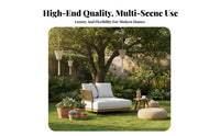 4 Pieces hardwood Wood Frame 4-Piece Woven Conversation Set Weather-Resistant externaldoor Furniture Thick paddings Patio Furnishing Easy to Clean for Entertainers, Homeowners, Garden, rearyard, Balcony, waterside