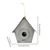 Hanging Birdhouse Ornament Leaf Wreath Metal Bird House for Balcony, Courtyard