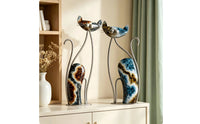 2 Pieces Iron Feline Ornament Home Display Vintage Feline Decor Long-Lasting