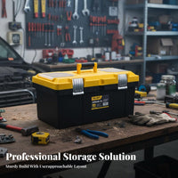 Toolbox with Removable Tray Hard-Wearing Compartment Organizer Box Portable
