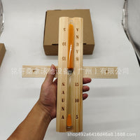 Sauna Accessories Set with Wooden Bucket, Hourglass, Hygrometer, and Explosion-Proof Lamp
